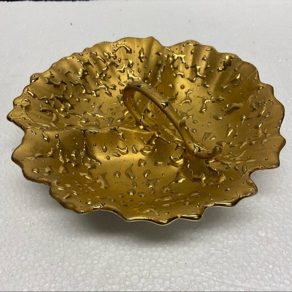 Weeping Bright Gold Hand Painted Candy Dish - Picture 1 of 9